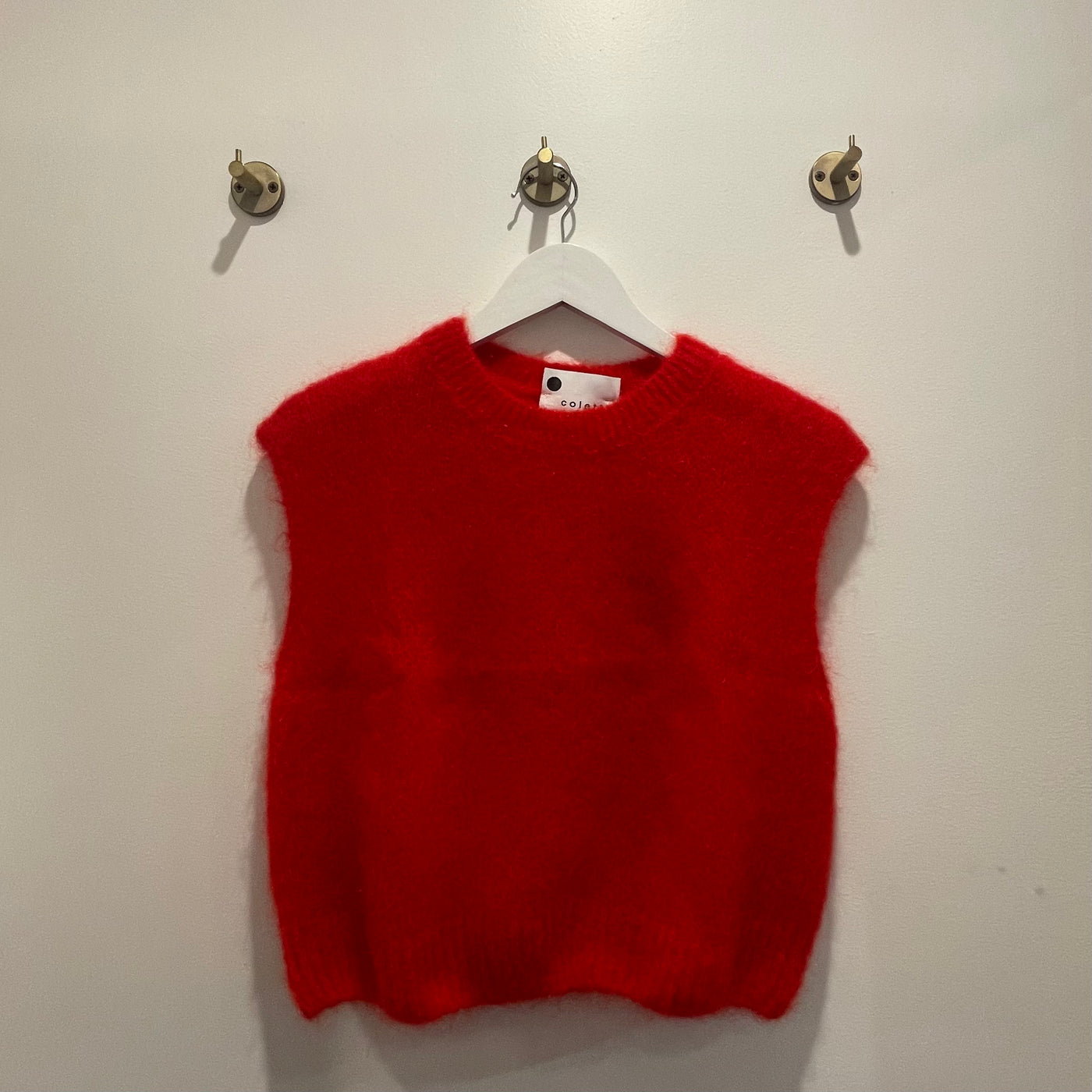 Mohair Cropped Vest - Red