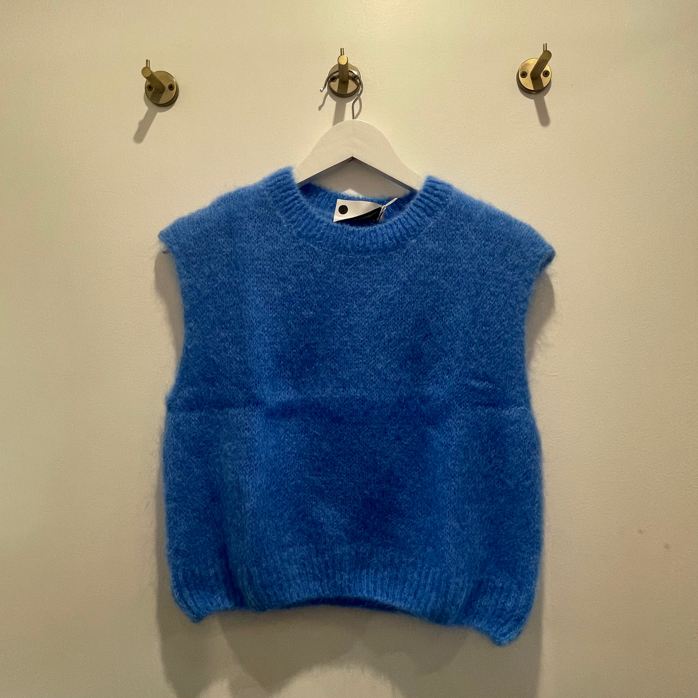 Mohair Cropped Vest - Aqua