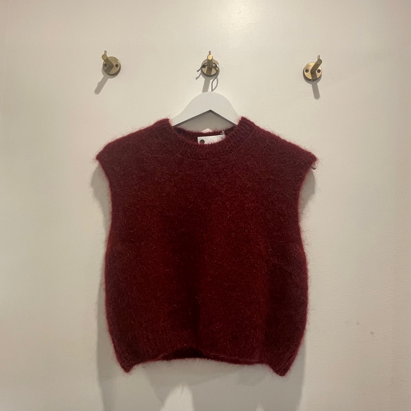 Mohair Cropped Vest - Burgundy