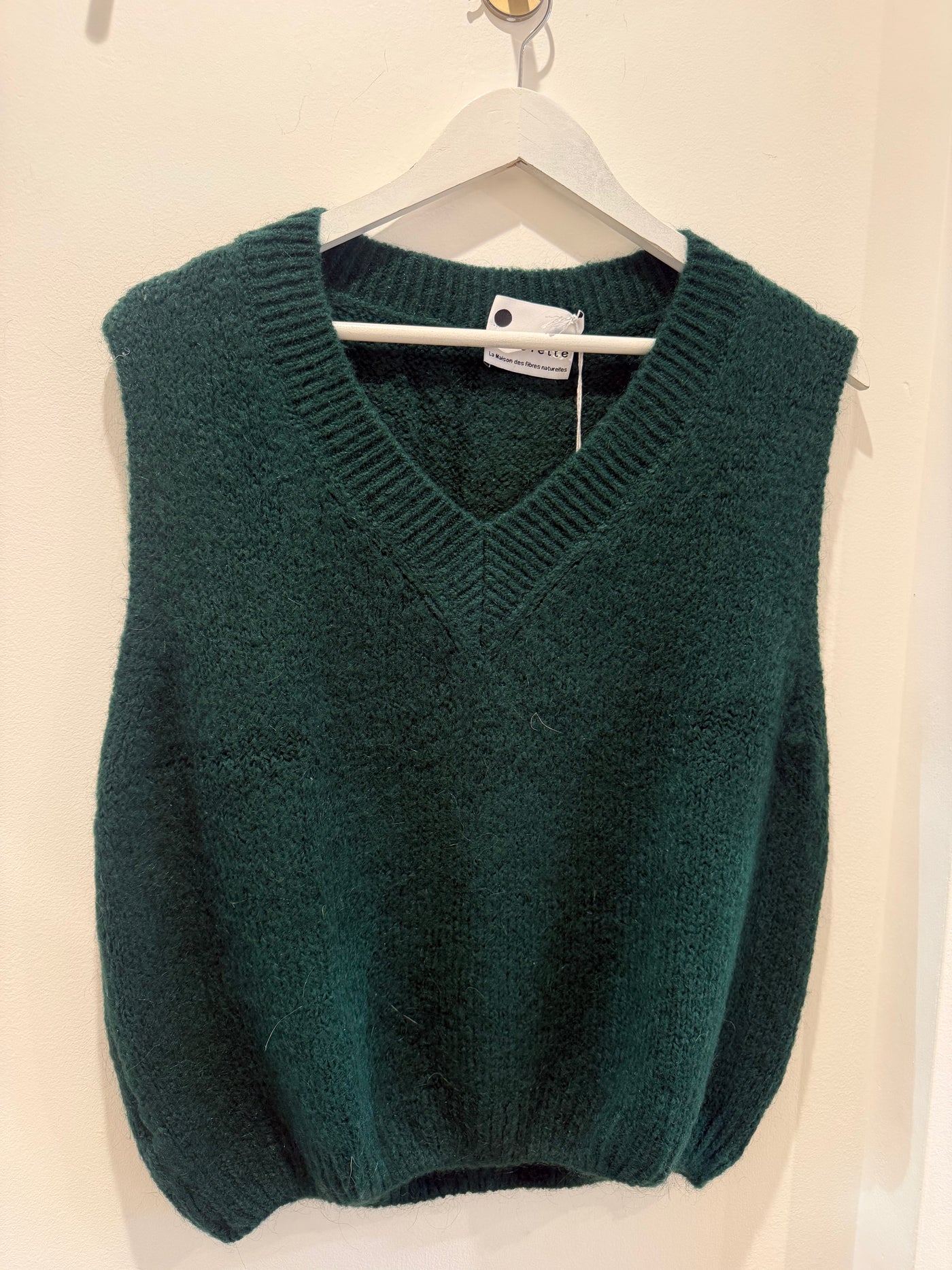 Mohair V-Neck Vest - Forest Green