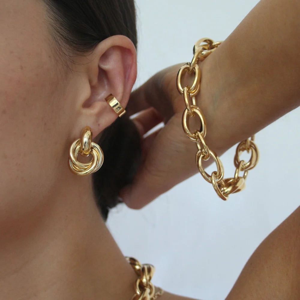 Statement Interlocking Earrings - Gold