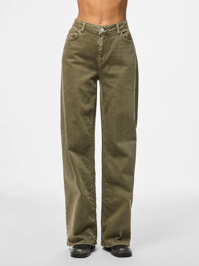 PcSilke Wide Coloured Jeans Olive