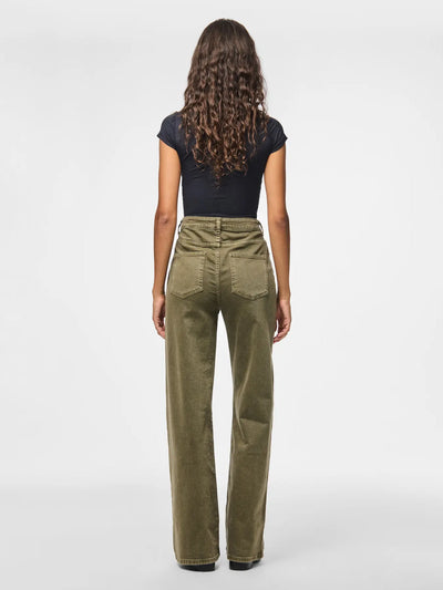 PcSilke Wide Coloured Jeans Olive