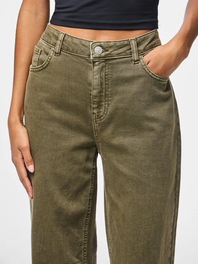 PcSilke Wide Coloured Jeans Olive