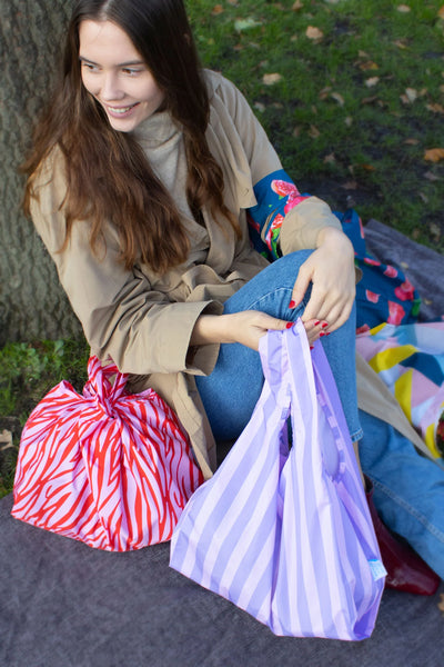 Reusable Bag Lilac Stripe