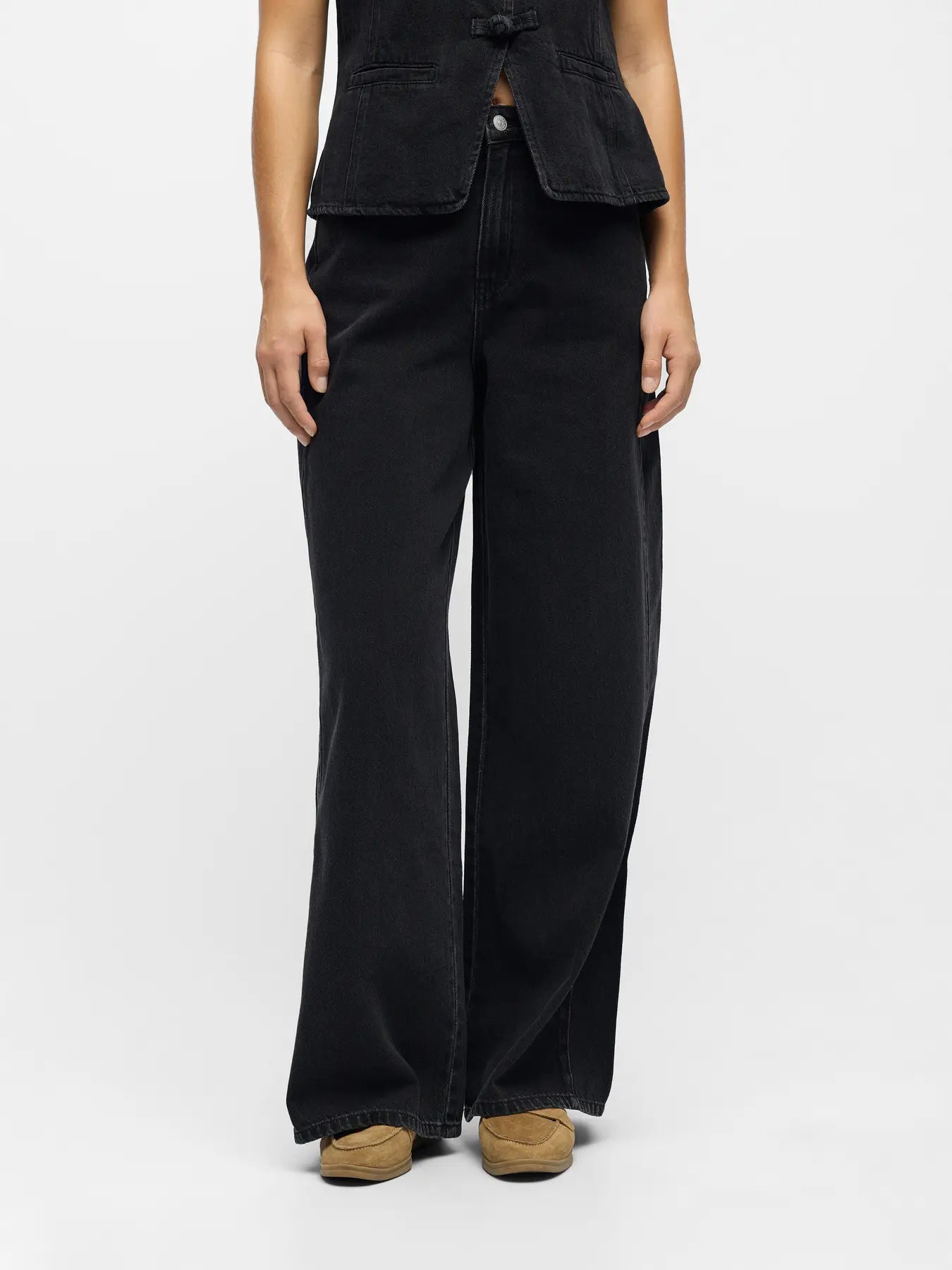 ObjMoji Zarafine Wide Jeans Black