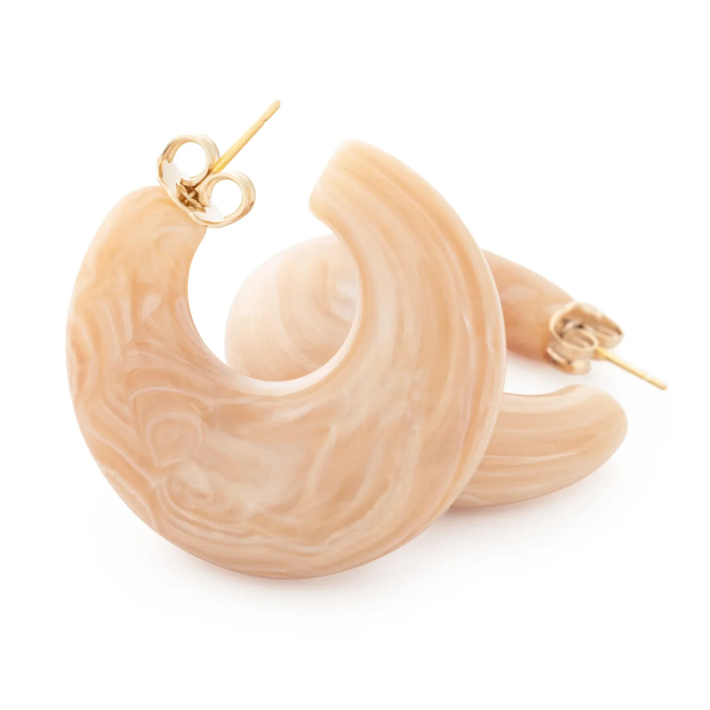 Moon Earring Creme Brulee Marble
