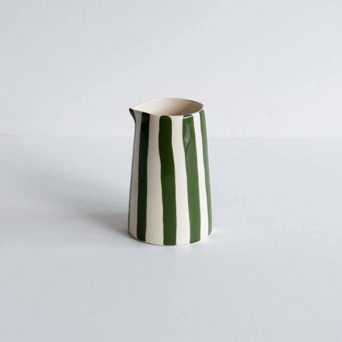 Moss Green Stripe Creamer