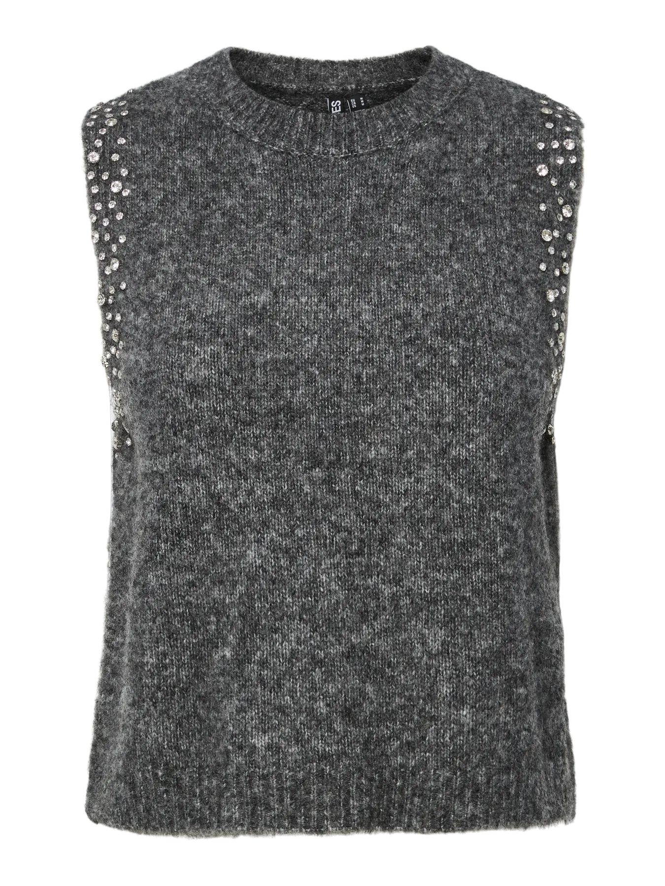 PcRise Knit Vest Dark Grey