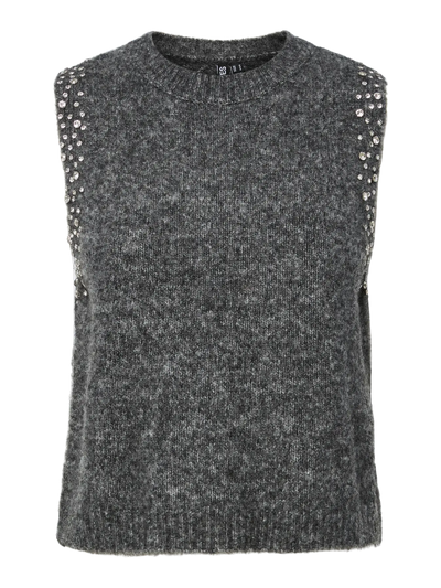 PcRise Knit Vest Dark Grey