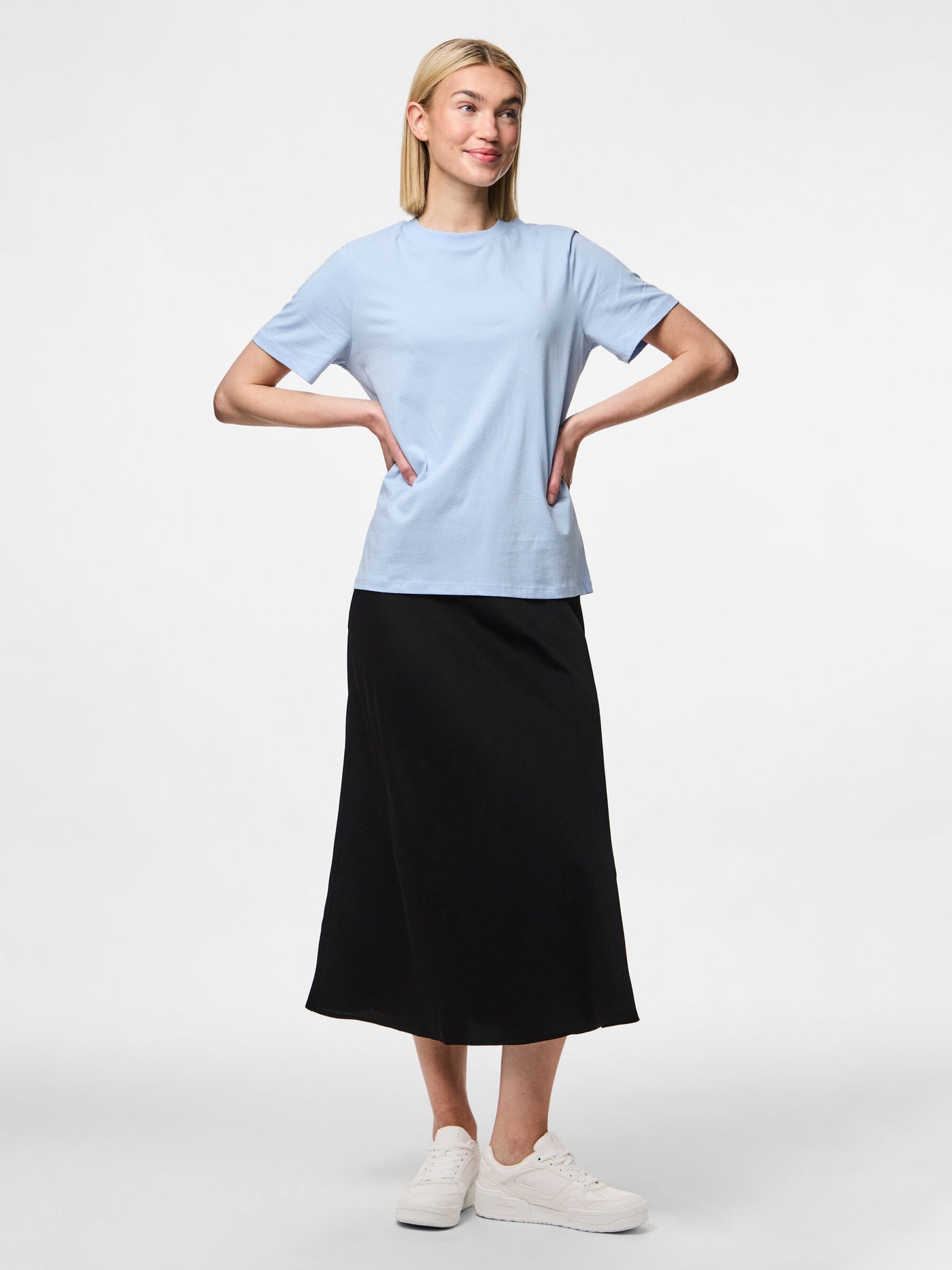 PcRia SS Solid Tee Cashmere Blue