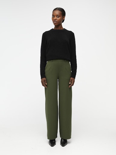 ObjLisa Wide Trousers Duffel Green