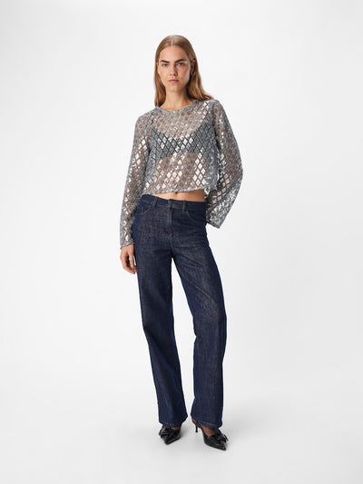 ObjGitte Top Silver Sequins