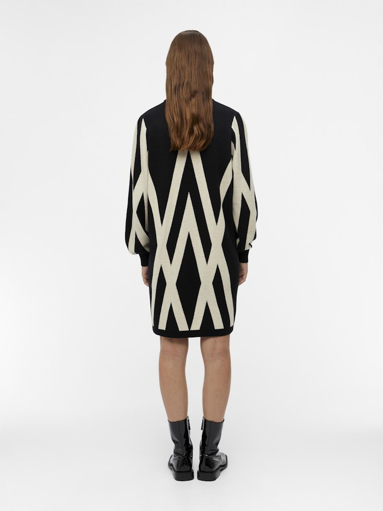 ObjRay L/S Knit Rollneck Dress Black/Sandshell