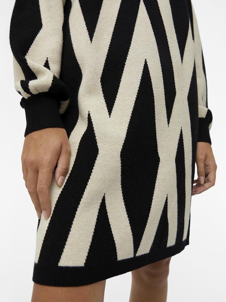 ObjRay L/S Knit Rollneck Dress Black/Sandshell