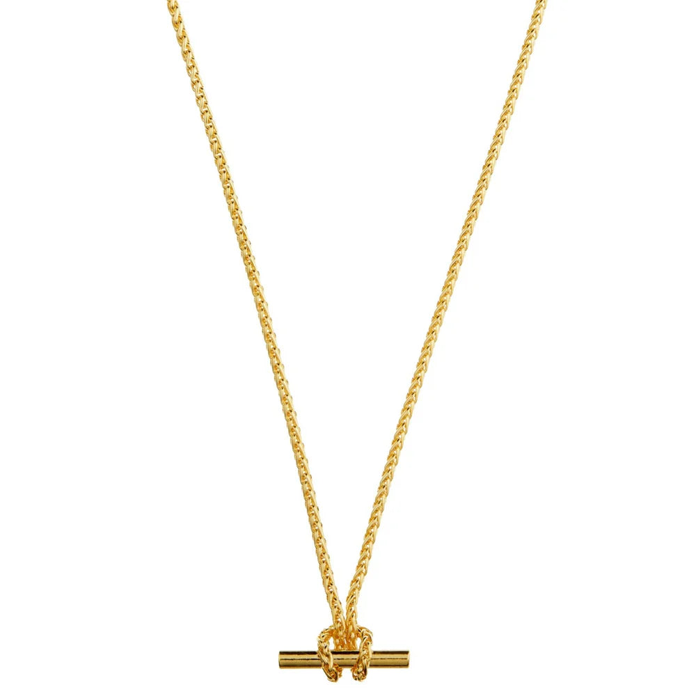 T-Bar Chain Knot Necklace - Gold