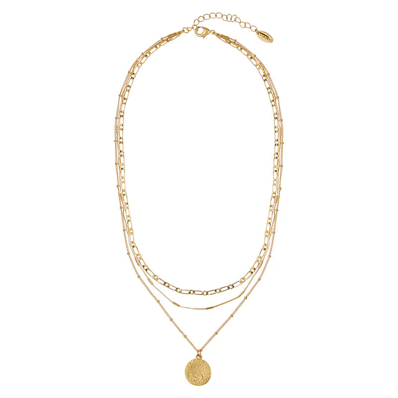 Multi Row Coin Necklace - Gold