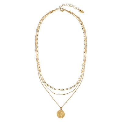 Multi Row Coin Necklace - Gold