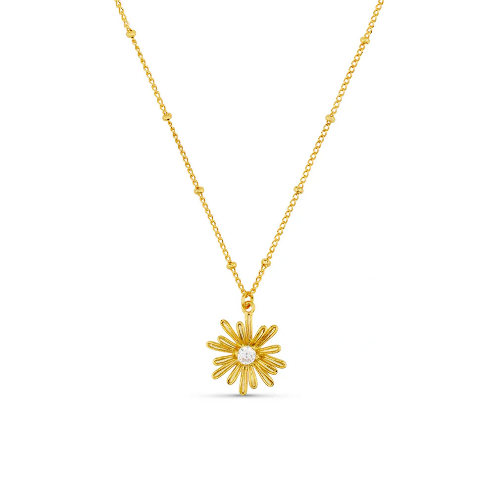 Crystal Daisy Charm Necklace