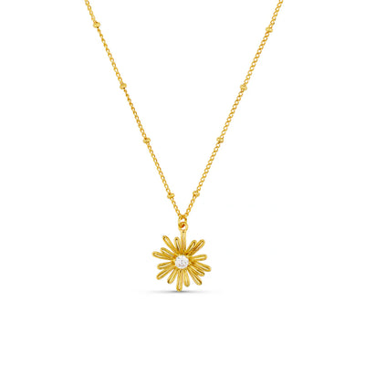 Crystal Daisy Charm Necklace