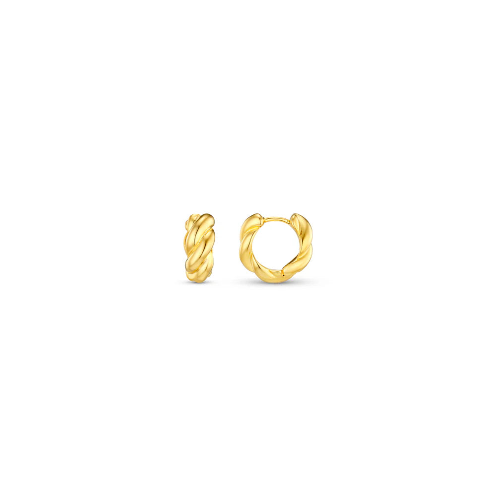 Polished Twist Huggie Hoops Gold