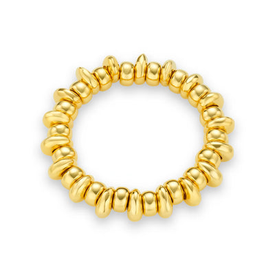Polished Metal Nugget Stretch Bracelet Gold