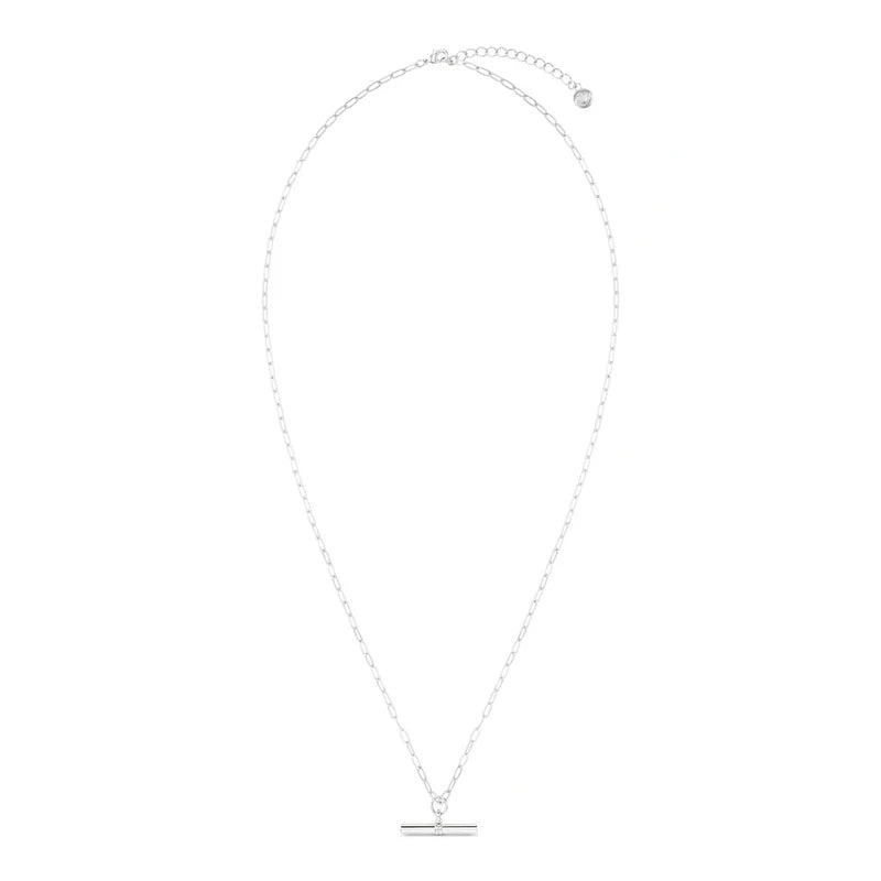 Chunky T-Bar Mid Length Necklace - Silver