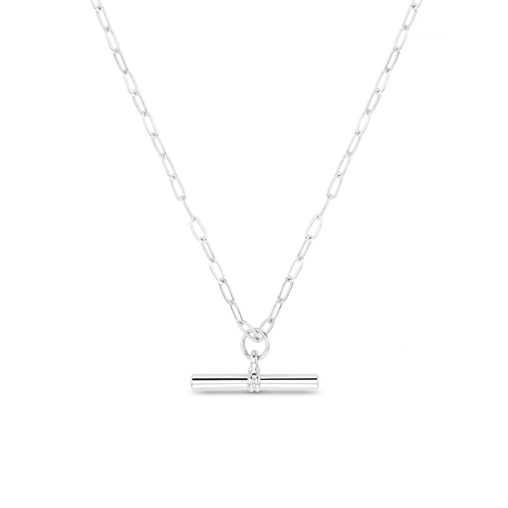 Chunky T-Bar Mid Length Necklace - Silver