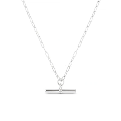 Chunky T-Bar Mid Length Necklace - Silver