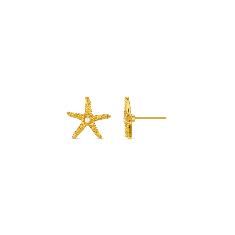 Starfish & Pearl Stud Earrings