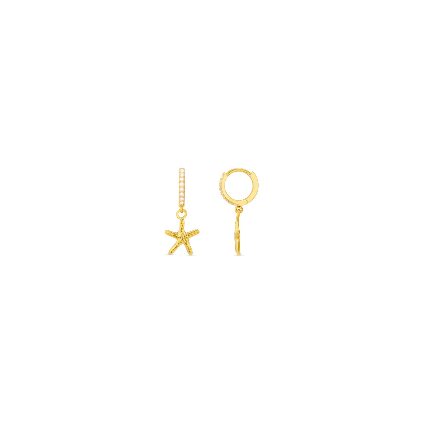 Starfish & Pearl Micro Hoops
