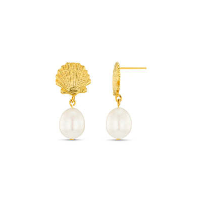 Shell & Pearl Drop Earrings