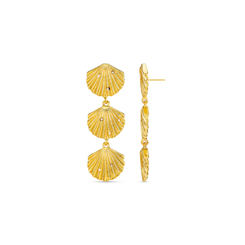 Statement Embellished Shell Drop Earrings
