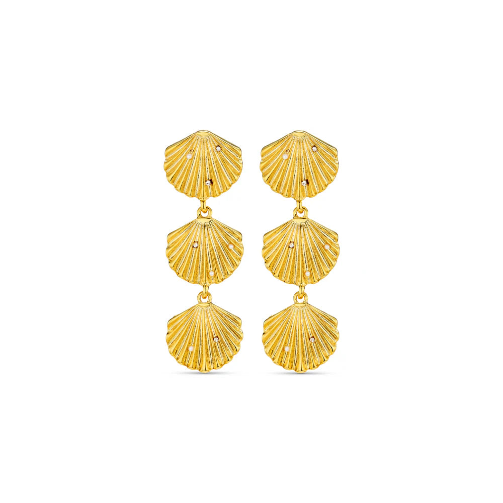Statement Embellished Shell Drop Earrings
