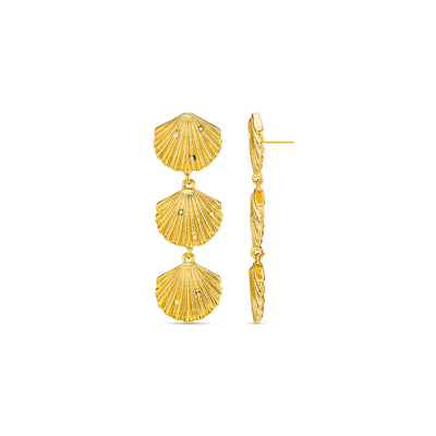 Statement Embellished Shell Drop Earrings
