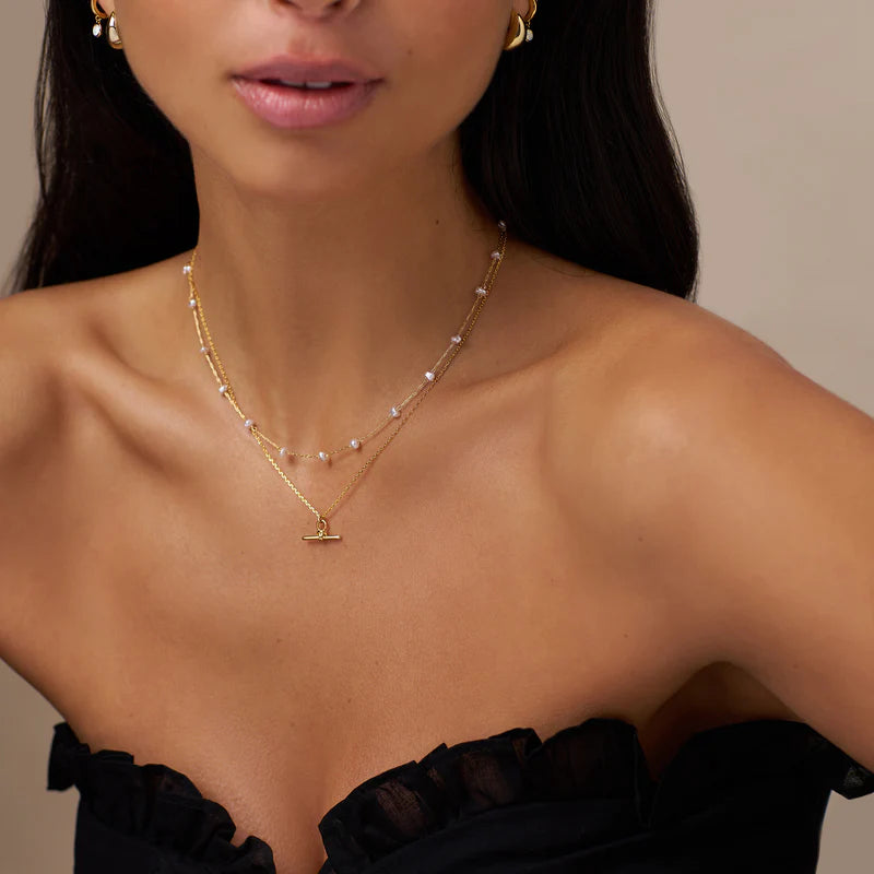 Pearl Stationed Chain Necklace