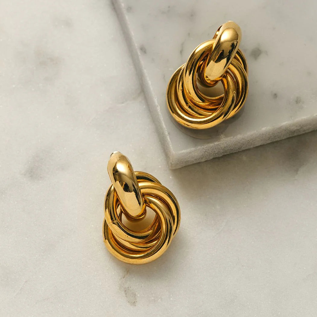 Statement Interlocking Earrings - Gold