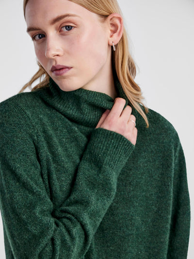 Green Turtleneck Knitted Dress