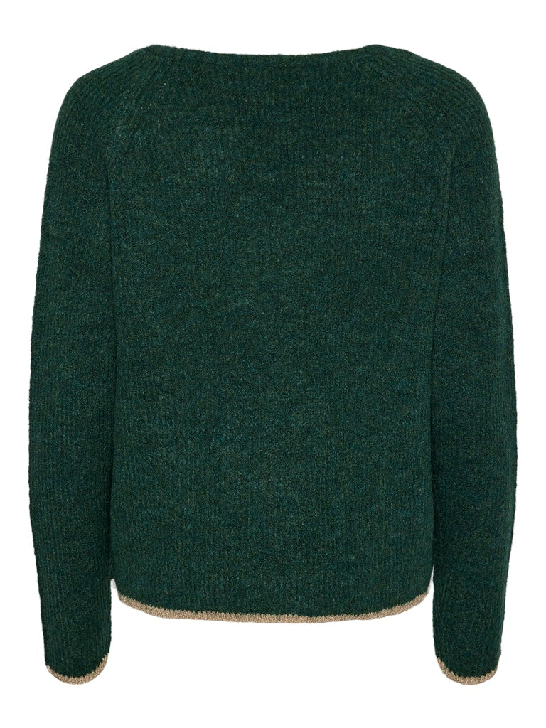 PcEllen V-Neck  Knit Trekking Green