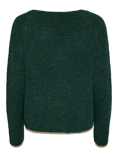 PcEllen V-Neck  Knit Trekking Green