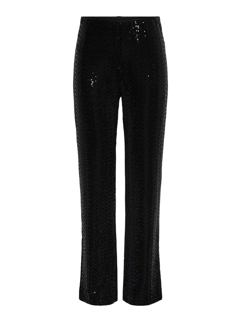 PcSiddy HW Trousers Black Sequin