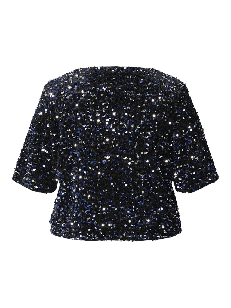 PcKam SS Sequin Top Bellweather Blue