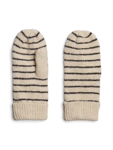 PcNorma Stripe Mittens Silver Lining/Hot Fudge