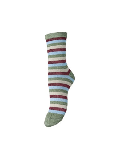 PcSebby Glitter Socks Green/Birch/Beetroot