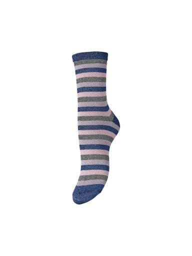 PcSebby Glitter Socks Stripe Silver Bullet