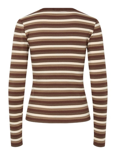 PcMay LS Striped Top Morel/Brown