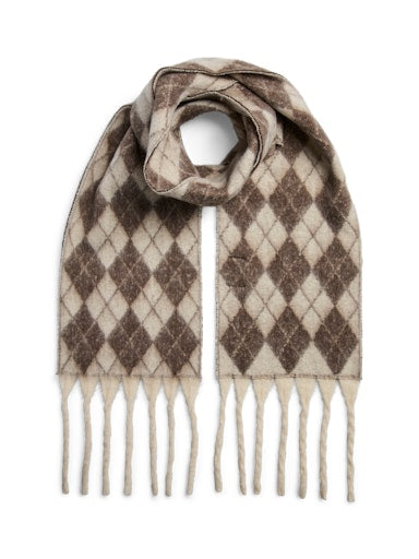 PcMaria Long Scarf Hot Fudge Check