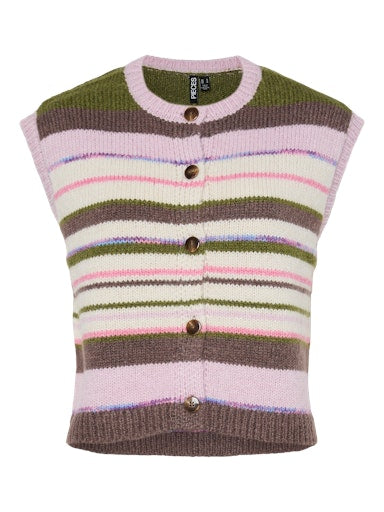 PcRye Knit Vest Brown/Pink