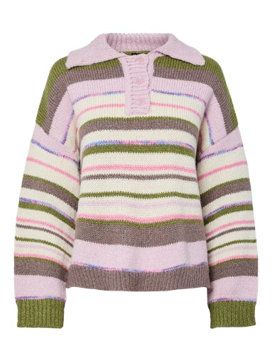 PcRye Polo Knit Brown/Pink