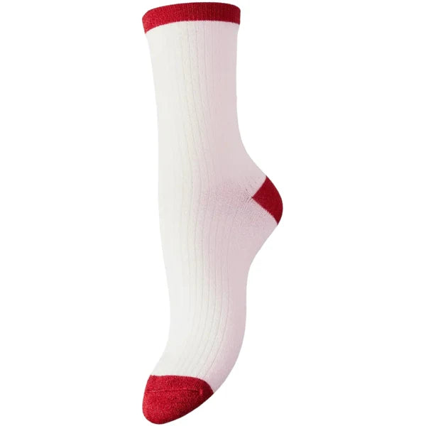 PcSebby Glitter Socks Block Pink-a-boo/Goji Berry